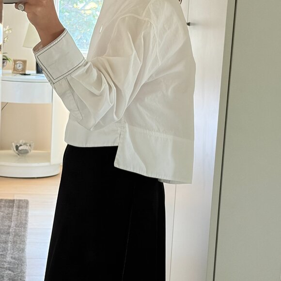 Khaite Cotton Crop Blouse White XS S - Picture 5 of 12